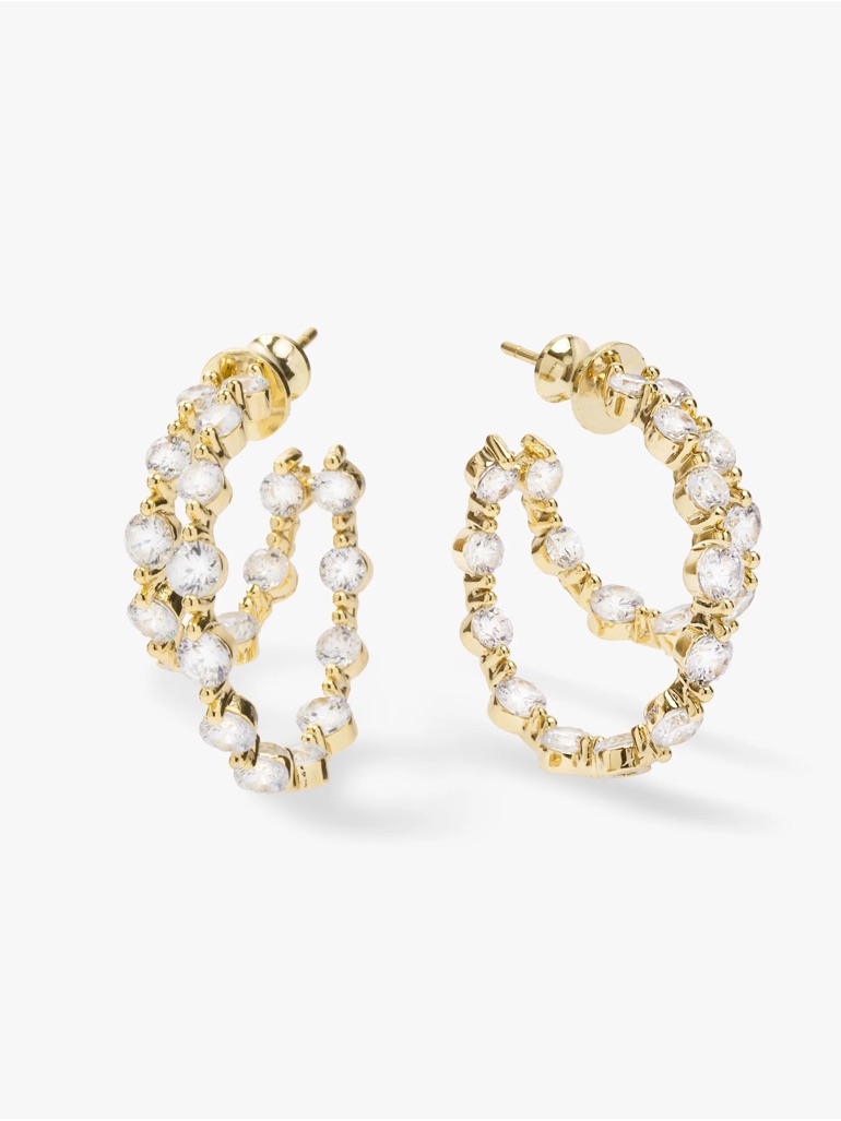 Melinda Maria Gold Hoop Earrings With Simulated Diamonds